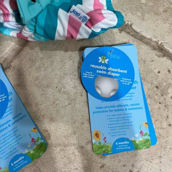 iplay 2 Count of Reusable Baby Girl Swim Diapers size 6 month - Picture 4 of 7
